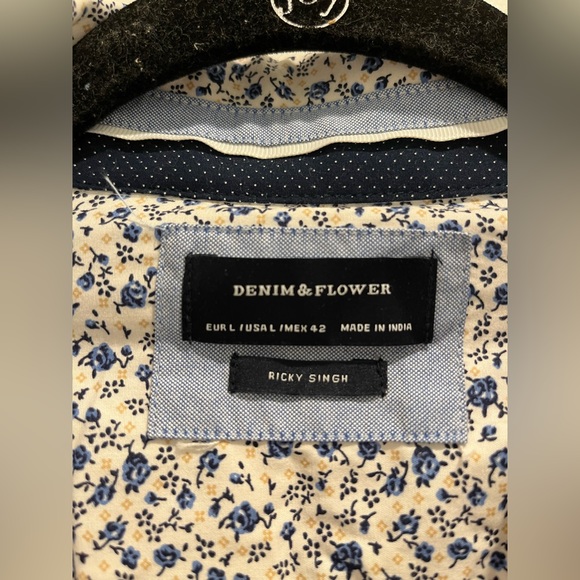 Denim and Flower Ricky Singh button-down double collar floral pattern shirt - Picture 3 of 6